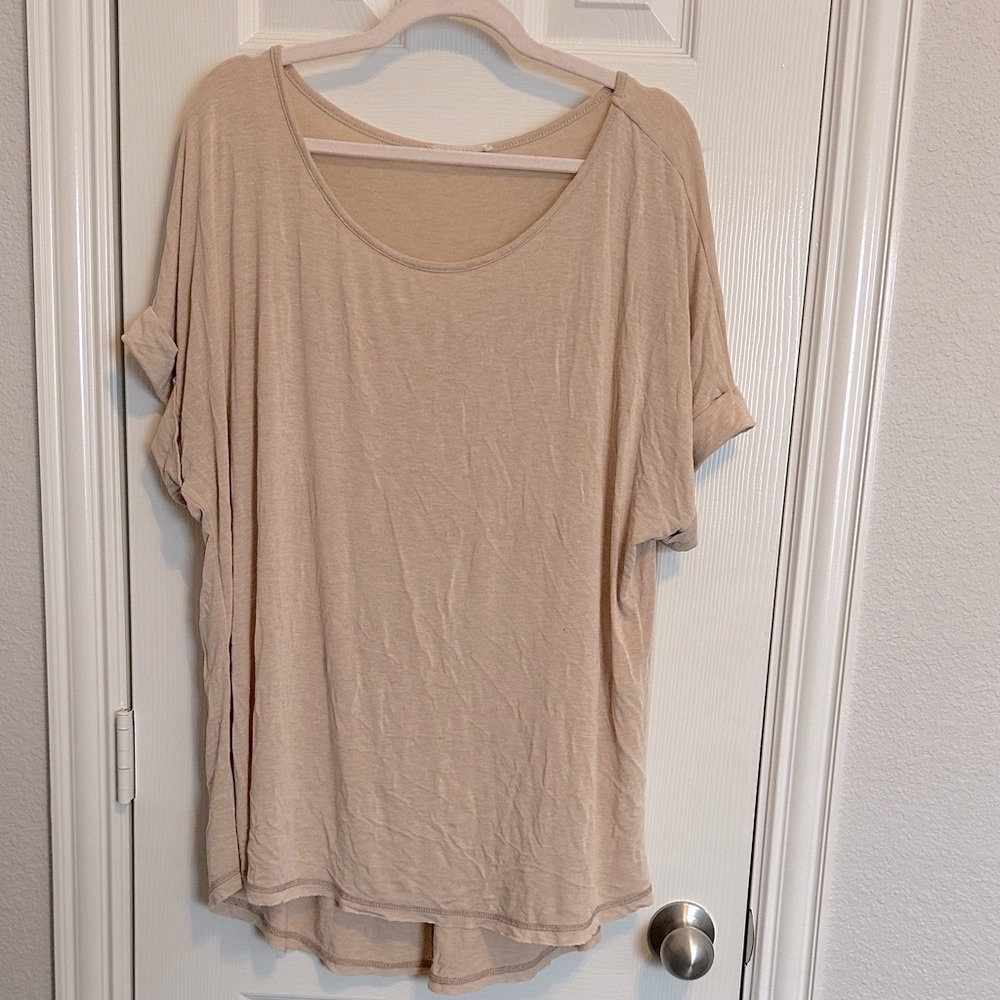 Easel Tan Short Sleeve Women's Top
